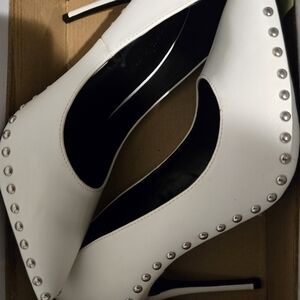 Elegant White Studded Women's Heels